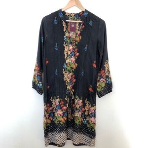 Johnny Was 100% silk dress floral multi boho chic